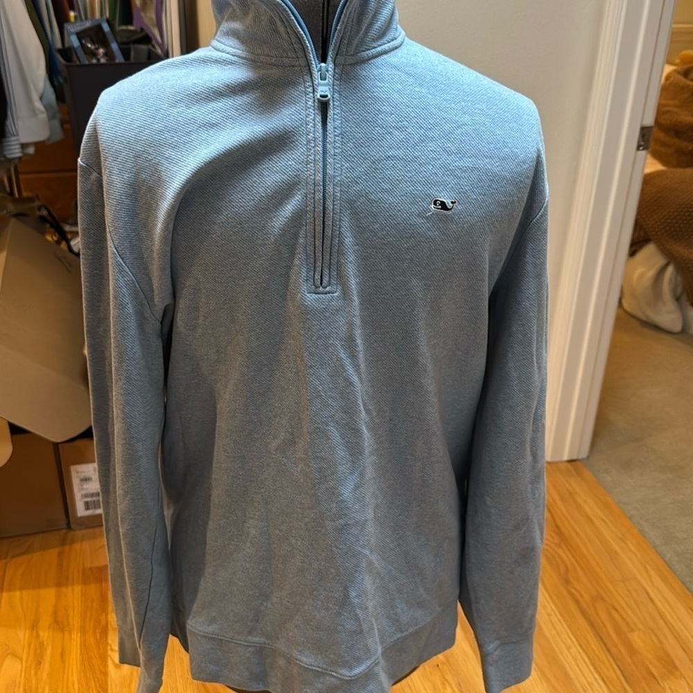 NEW Men's size X-large blue vineyard vines 1/4 zip neck cotton sweatshirt
